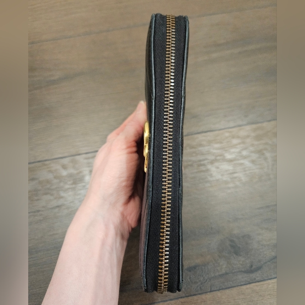 GUCCI GG MARMONT Black Zip Around Long Leather Wallet + Branded Hard Box - Picture 4 of 14